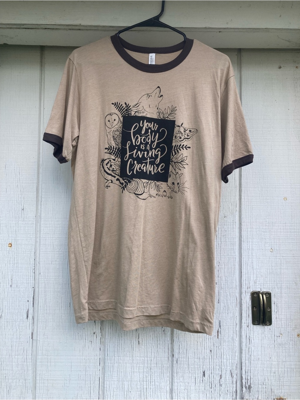 Men's Tan Ringer Tee with DIY Graphic
